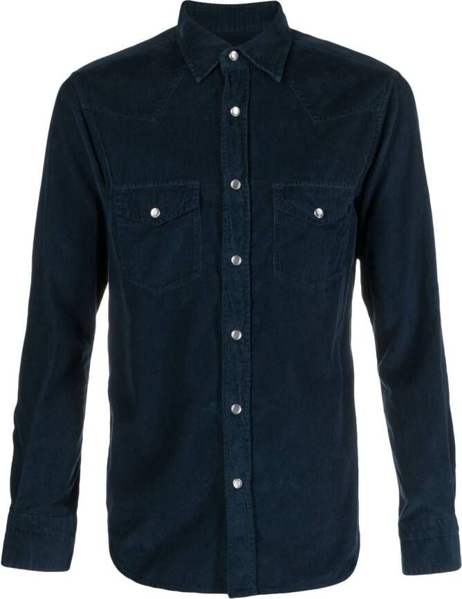 TOM FORD corduroy long-sleeved cotton shirt Blauw