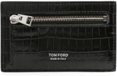TOM FORD Portemonnee met krokodillen-reliëf Zwart