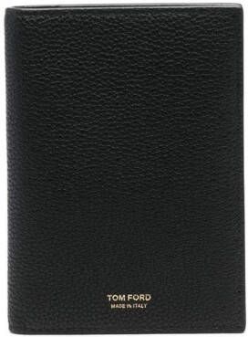 TOM FORD Bi-fold leren pasjeshouder met logo Zwart