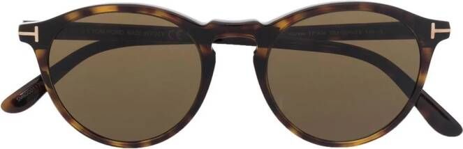 TOM FORD Eyewear Aurele zonnebril met rond montuur Bruin