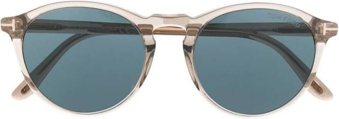 TOM FORD Eyewear Aurele zonnebril met rond montuur Wit