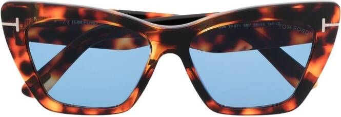 TOM FORD Eyewear Whyatt zonnebril met vlinder montuur Bruin