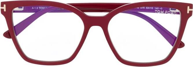 TOM FORD Eyewear Zonnebril met clip on dames acetaat 53 Rood