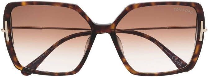 TOM FORD Eyewear Zonnebril met oversized vierkant montuur Bruin