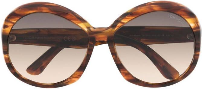 TOM FORD Eyewear Zonnebril met rond montuur Bruin