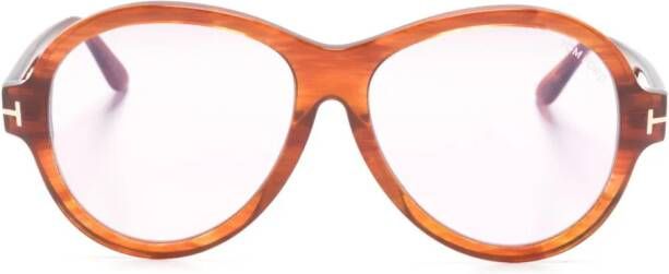 TOM FORD Eyewear Zonnebril met rond montuur Bruin