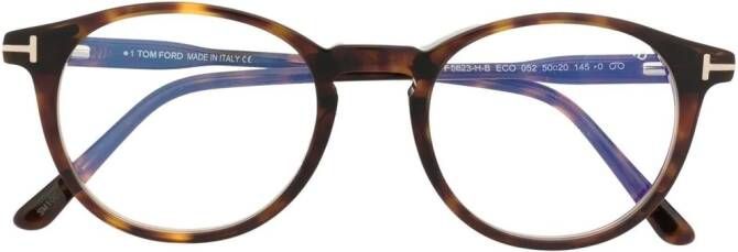 TOM FORD Eyewear Zonnebril met rond montuur Bruin