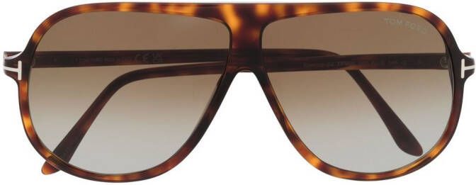 TOM FORD Eyewear Zonnebril met schildpadschild design Bruin