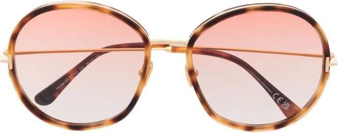TOM FORD Eyewear Zonnebril met schildpadschild design Bruin