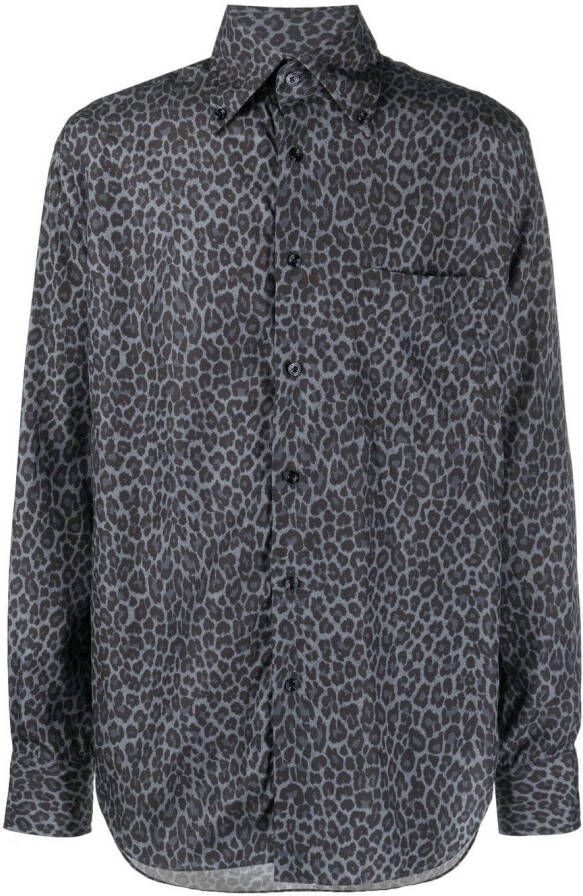TOM FORD Overhemd met luipaardprint Grijs