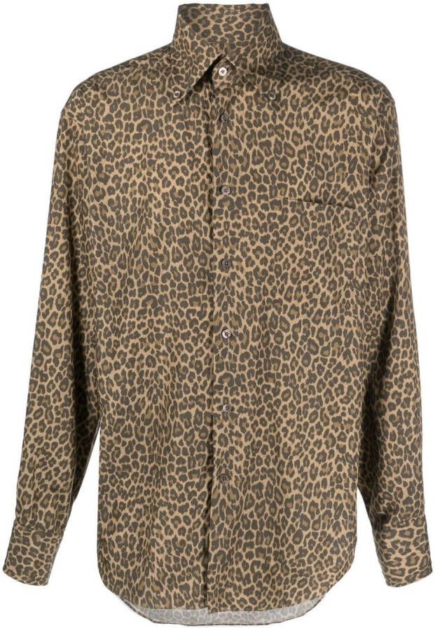 TOM FORD Overhemd met luipaardprint Bruin