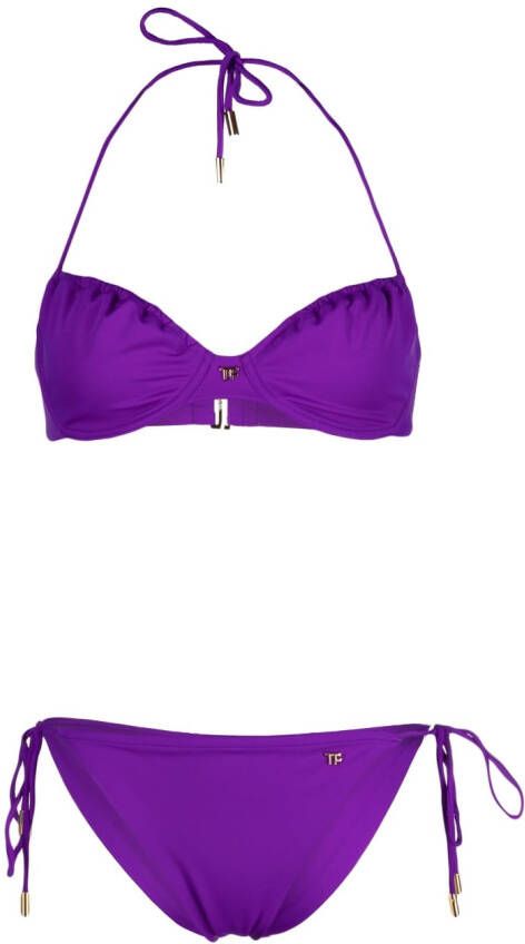 TOM FORD Bkini met logoplakkaat Paars