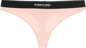TOM FORD logo-waistband elasticated thong Beige
