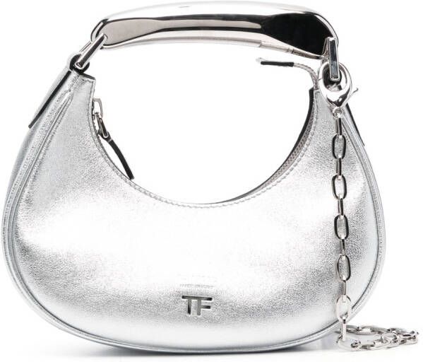 TOM FORD Bianca metallic schoudertas Zilver