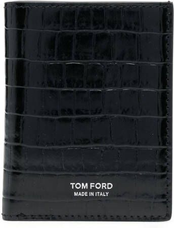 TOM FORD Pasjeshouder met krokodillenleer-effect Zwart