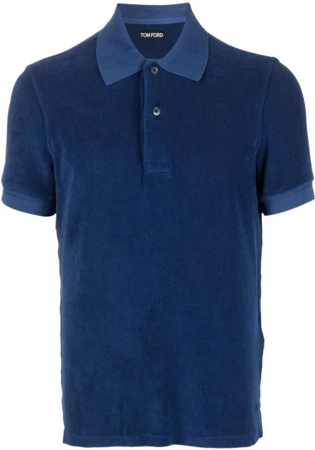 TOM FORD Poloshirt met badstof afwerking Blauw