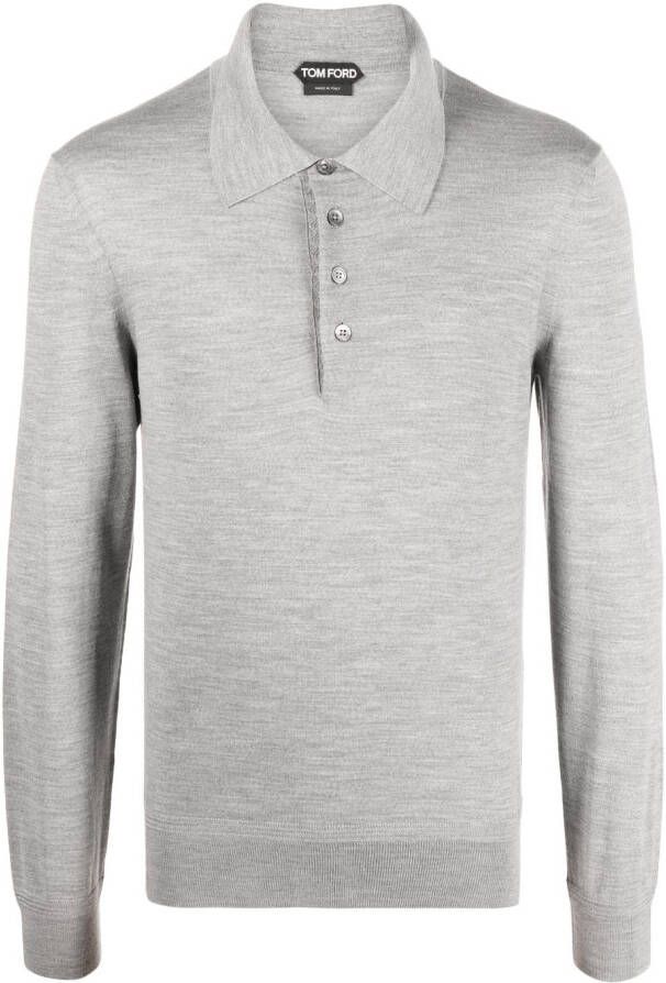 TOM FORD Poloshirt met lange mouwen Grijs
