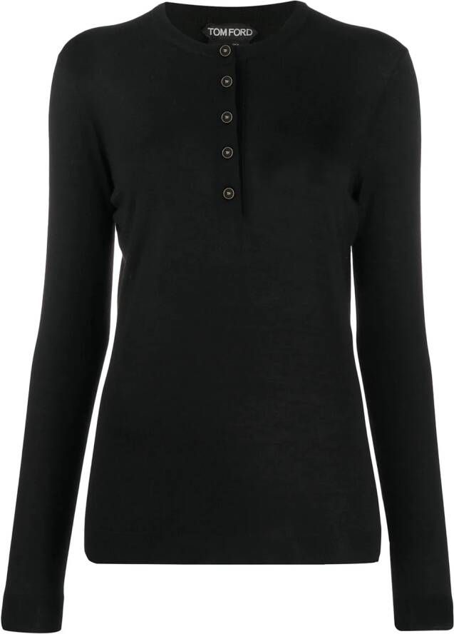 TOM FORD Poloshirt met lange mouwen Zwart