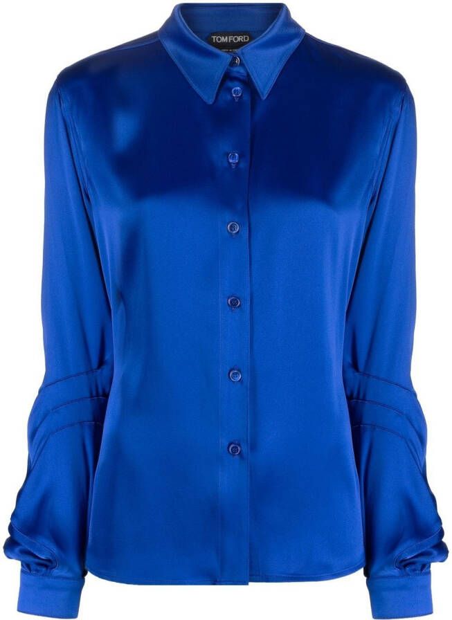TOM FORD Blouse met pofmouwen Blauw