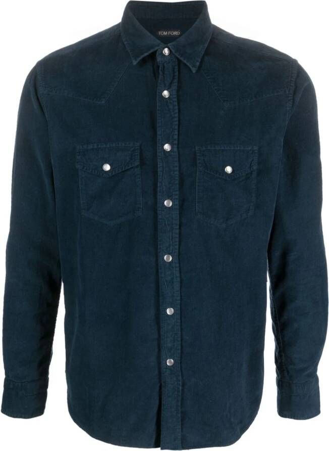 TOM FORD Ribfluwelen overhemd Blauw