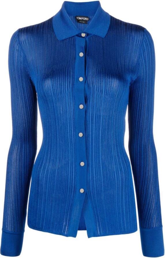 TOM FORD Ribgebreid vest Blauw