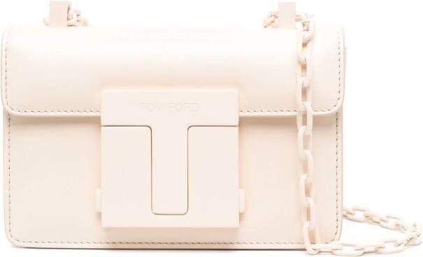 TOM FORD Schoudertas met logoplakkaat Beige