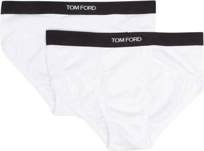 TOM FORD Twee slips met logoband Wit