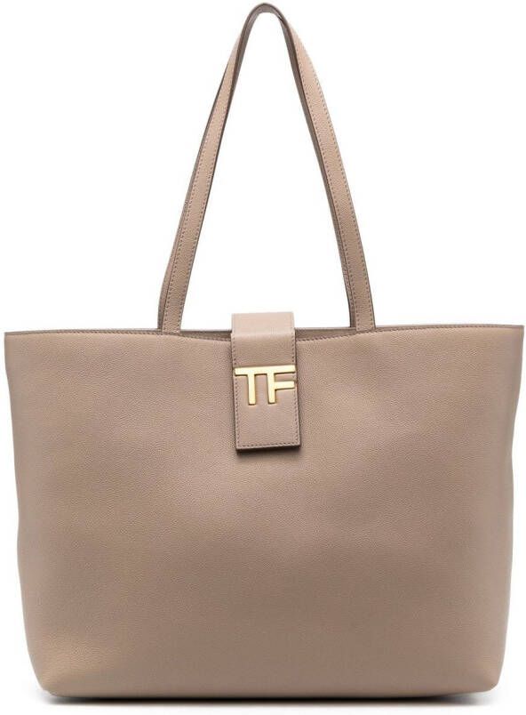 TOM FORD Shopper met logoplakkaat Grijs