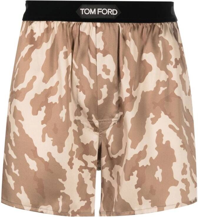 TOM FORD Slip met camouflageprint Bruin