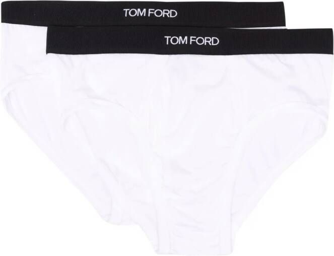 TOM FORD Slip met logo tailleband Wit
