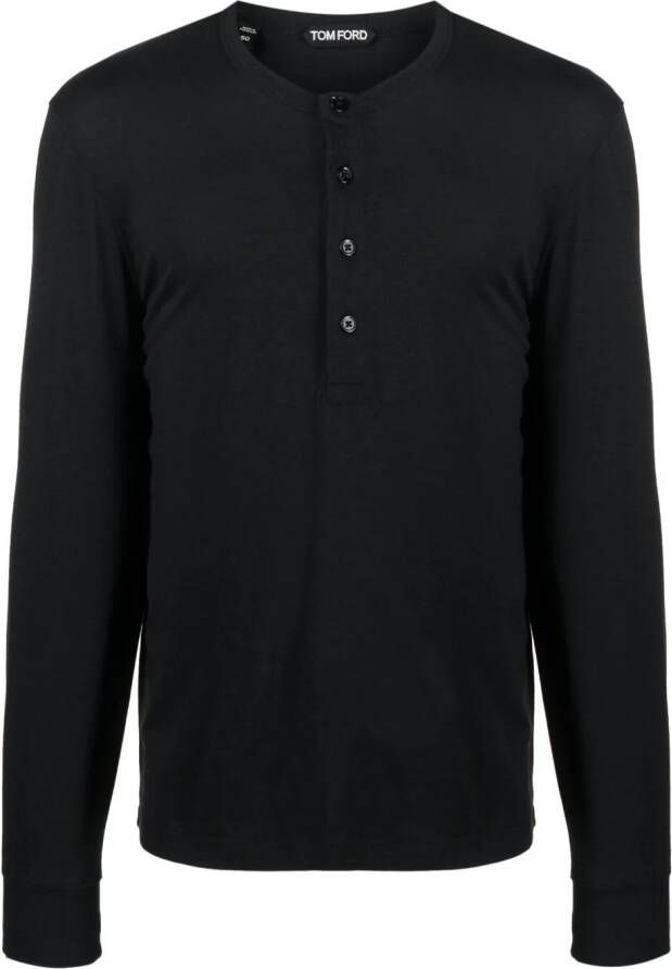 TOM FORD T-shirt met knoopsluiting Zwart