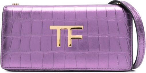 TOM FORD TF schoudertas met krokodillen-effect Paars