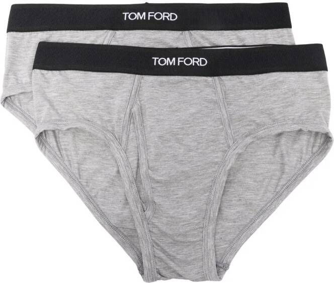 TOM FORD Twee slips met logo tailleband Grijs