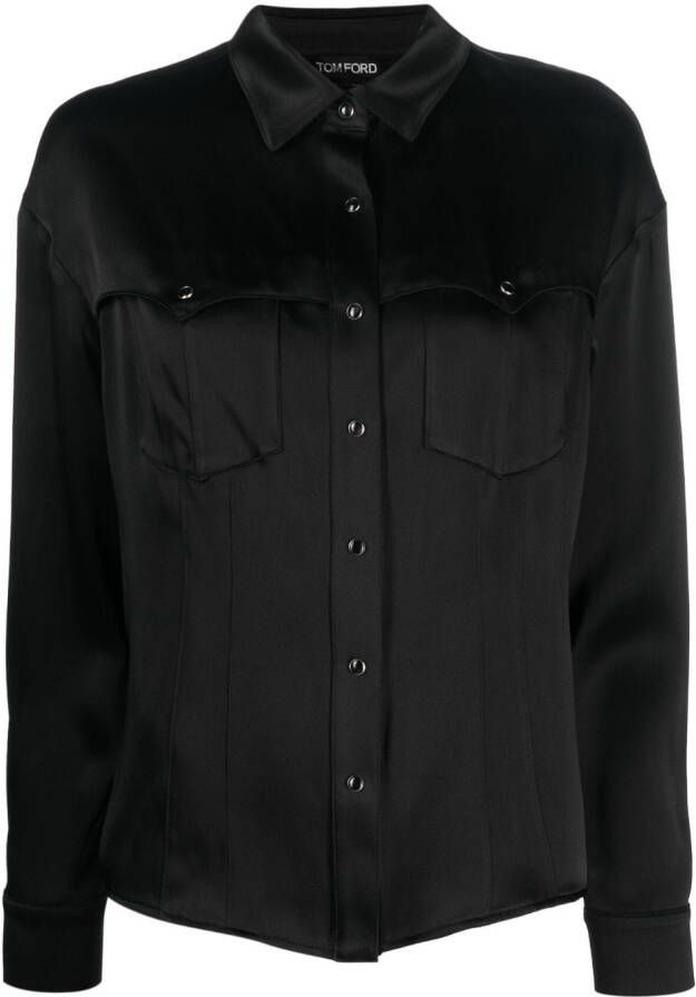 TOM FORD Satijnen cowboyshirt Zwart