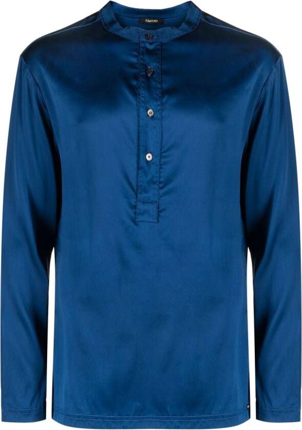 TOM FORD Zijden pyjamashirt Blauw
