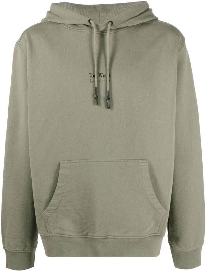 Tom Wood Hoodie met logoprint Groen