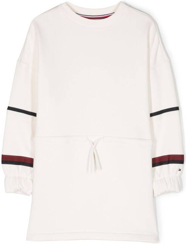 Tommy Hilfiger Junior Gestreepte sweaterjurk Wit