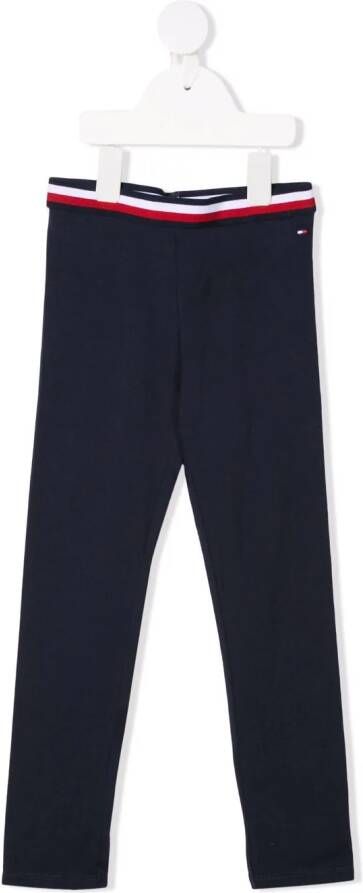 Tommy Hilfiger Junior Legging met gestreepte tailleband Blauw