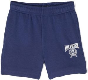 Tommy Hilfiger Junior logo-print cotton-blend shorts Blauw