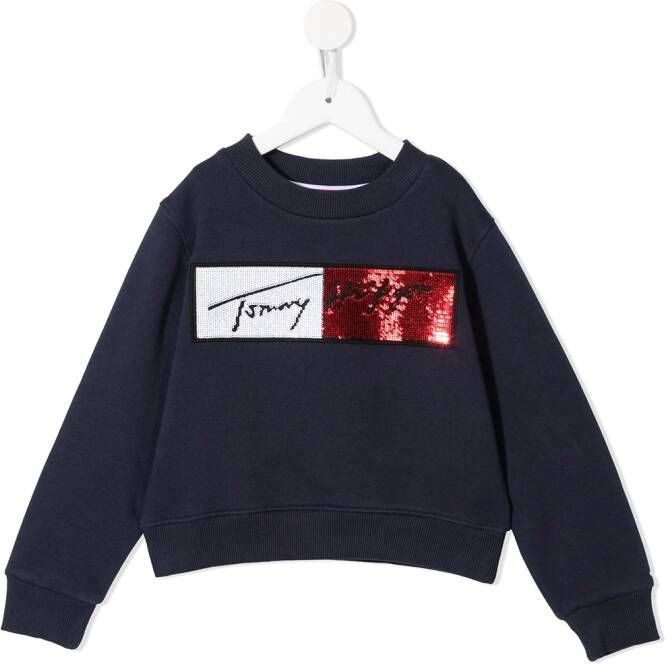 Tommy Hilfiger Junior Sweater met pailletten Blauw