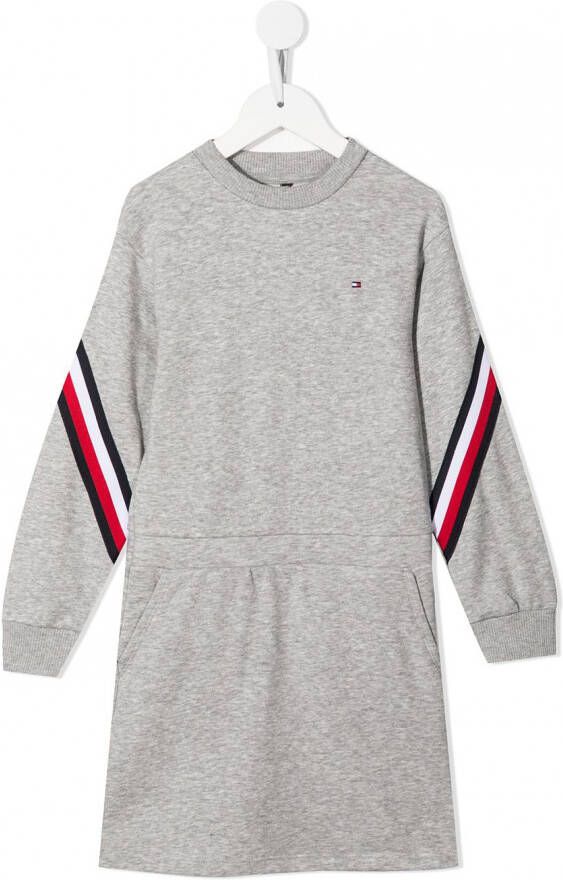 Tommy Hilfiger Junior Sweaterjurk met gestreepte afwerking Grijs