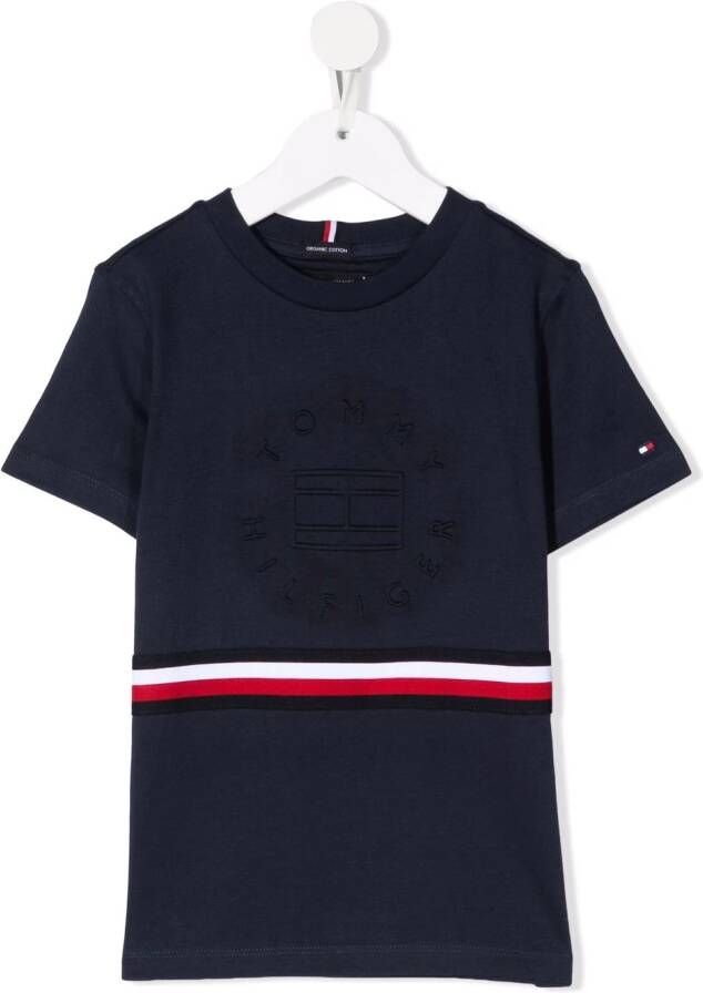 Tommy Hilfiger Junior T-shirt met logo-reliëf Blauw