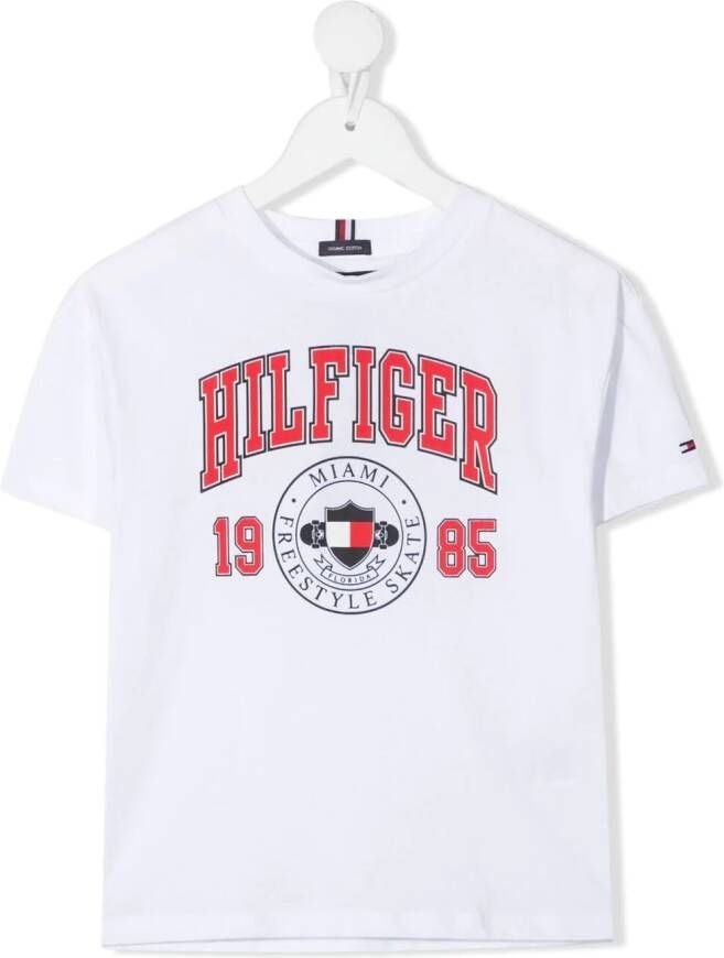 Tommy Hilfiger Junior T-shirt met logoprint Wit