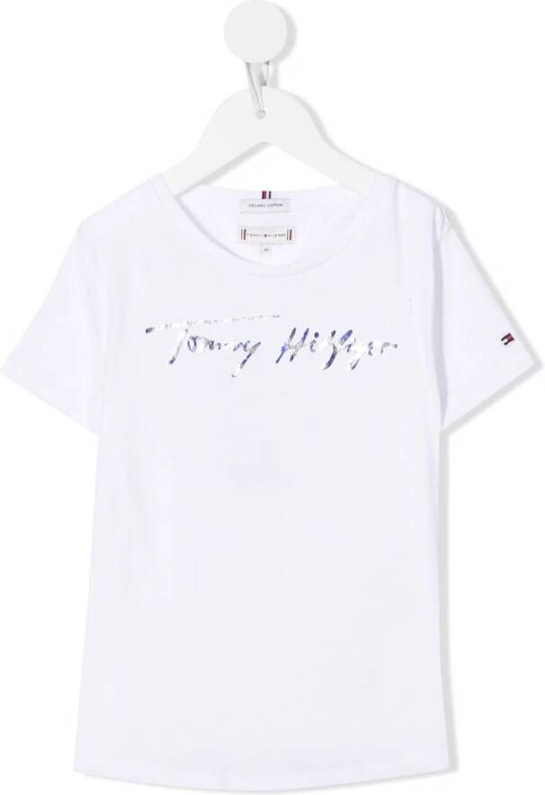 Tommy Hilfiger Junior T-shirt met logoprint Wit