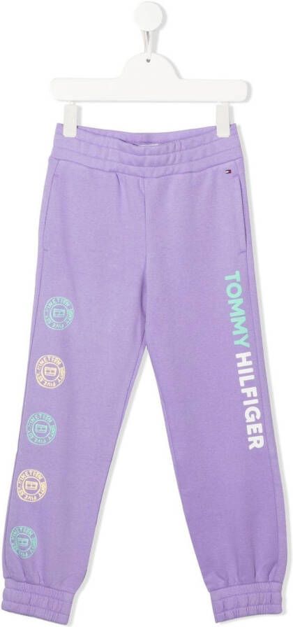 Tommy Hilfiger Junior Trainingsbroek met logoprint Paars