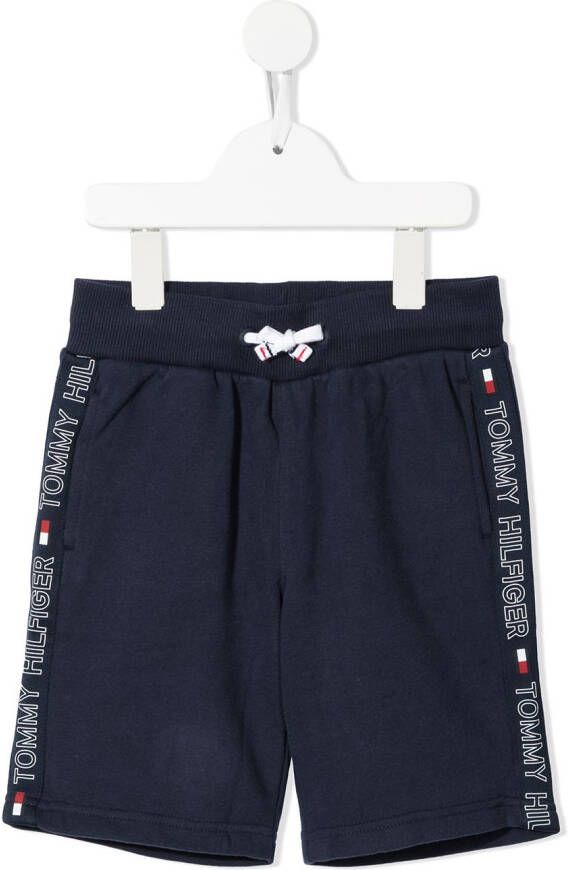 Tommy Hilfiger Junior Trainingsshorts met logostreep Blauw