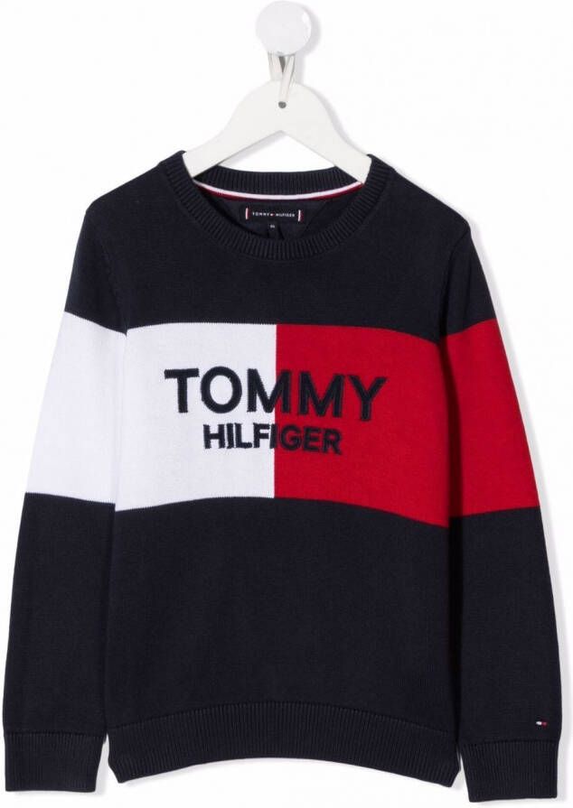 Tommy Hilfiger Junior Trui met colourblocking Blauw