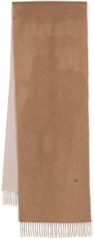 Tommy Hilfiger Kasjmier sjaal met franje Bruin