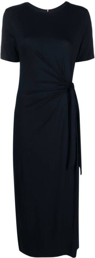 Tommy Hilfiger Midi-jurk met geknoopt detail Blauw