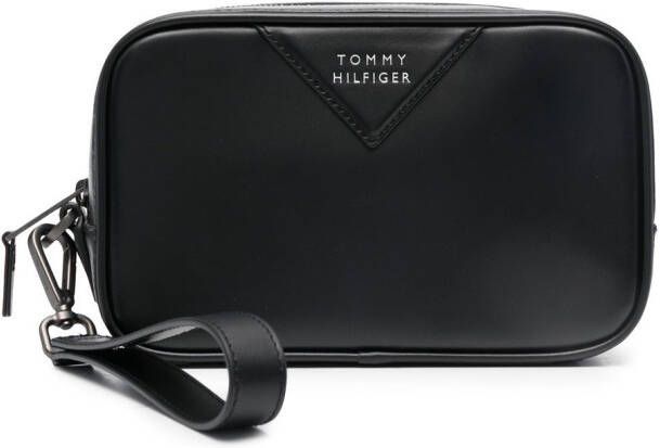 Tommy Hilfiger Toilettas met logo-reliëf Zwart